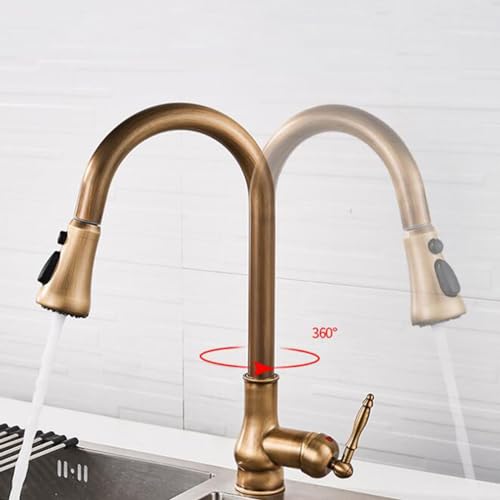 Robinet de cuisine en laiton avec douchette orientable double mode