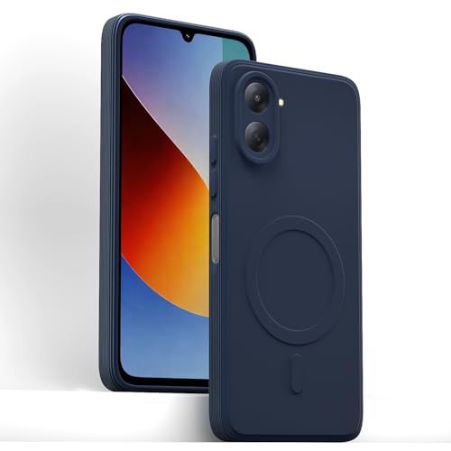 Image of Pikkme Back Cover for Redmi A7 Soft Matte Silicone Mag-Safe Design (Mag-Safe Not Support) Camera Protection | Slim Fit Bumper Cover (Blue)