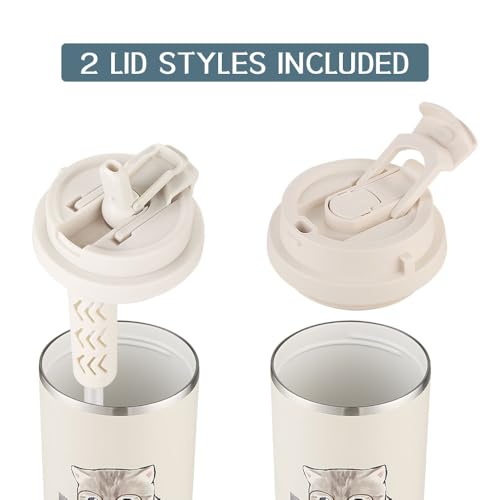 Funkrin Insulated Coffee Mug with Straw & Flip Lid - 24oz Double Wall Vacuum Travel Tumbler with Ceramic Coating and Tea Infuser for Office and Camping - Image 2