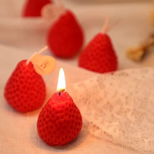 Nuanchu HL-NUANCHU-48686 8 Pieces Strawberry Candle Strawberry Shaped Scented Candle Mini Soy Wax Candle Small Scented Cute Candle Wax Decorative Candle thumb #4