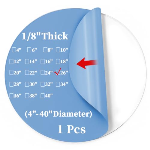 Image of iCAGY Round Acrylic Sheet Clear Plexiglass Sheets Circle Blank Plastic Disc | 1 /8 Inch Thick, 26 Inch Diameter, Ideal for engraving, painting, displays and home decor 1 Pcs