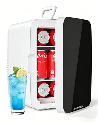 Image of Antarctic Star Mini Personal Fridge Cooler, 10L Portable Compact Refrigerator, 2.6 Gal Small Cooler with AC /DC Adapters for Beverages, Food, Skincare, Bedroom, Office, Dorm Room, or Cabin, White