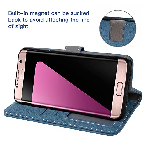 Asuwish KZ-02 Compatible With Samsung Galaxy S7 Edge Wallet Case And Tempered Glass Screen Protector Flip Card Holder Stand Cell Phone Cover thumb #3