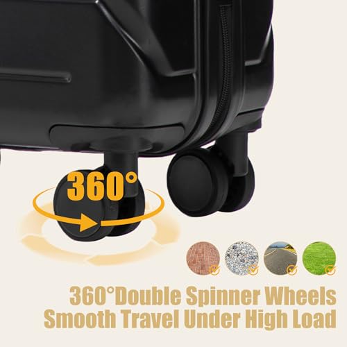 Image of 20 Inch ABS Hard Shell Travel Checked Luggage With Combination Lock, Black