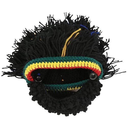 Image of Funny Rasta Wig Beard Hats Knitted Jamaican Rasta Beanie Hat with Dreadlocks Christmas Halloween for Men Women