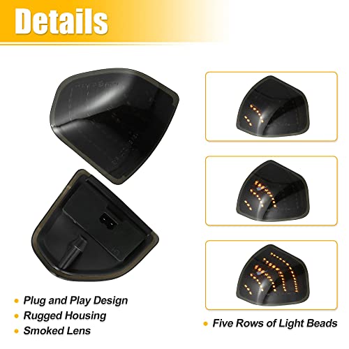X Autohaux Rear View Mirror Light For Ram 1500 2500 3500 2011-2018 68302828Aa 68302829Aa Smoked Sequential Led Turn Signal Lights Amber Lamp Side Mirror Light Pair #TOP3