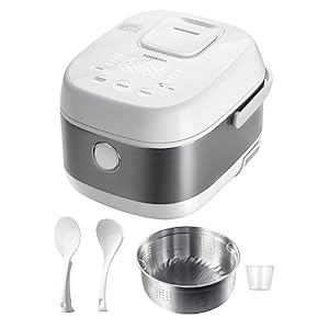 TOSHIBA Rice Cooker Induction Heating, with Low Carb Rice Cooker Steamer 5.5 Cups Uncooked – Japanese Rice Cooker, 8 Cooking Functions, 24-Hr Timer and Auto Keep Warm, White