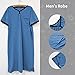 Fashion Store Mens Nightgown Henley Night Shirt for Sleeping Short Sleeve Nightgown Big and Tall, Loose Kaftan Sleepwear (Bule, 3X-Large)