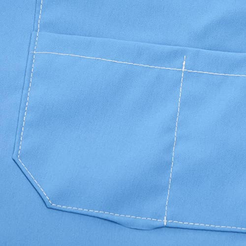 MYNKYLL Blusa masculina lisa de manga curta, gola V, bolso com manga e manga para trabalhadores, Azu