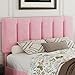 VECELO Queen Size Bed Frame with Upholstered Headboard, Heavy-Duty Platform Bedframe with Strong Wooden Slats Support, No Boxing Spring Needed, Cherry Pink