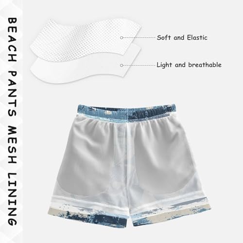 Pigsaly Boys' Swim Board Shorts Blue White Motorcycles Boy's Swim Trunks Kids Swimwear 3T4