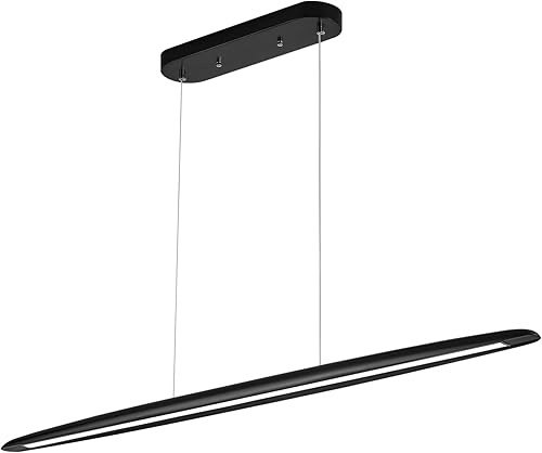Miniatura 10 de YISDESIGN Lámpara colgante lineal de madera de 71 pulgadas, color negro, colgante lineal, luces colgantes LED regulables, 50 W, para comedor,