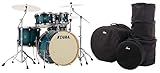 tama superstar hyperdrive duo price Farblich passend lackierte Holzspannreifen auf Bass Drum, Finish: Blue Lacquer Burst
