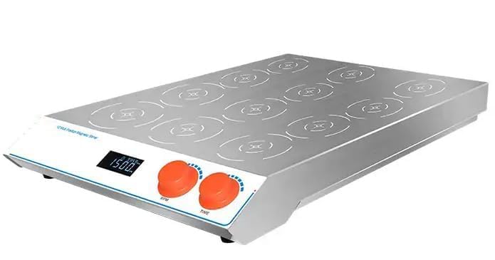 Lab Multi-Position Magnetic Stirrer Digital 12 Point Magnetic Stirrer with Speed Range 200-1800rpm 12 Mixing Points Mixing Capacity 1000ml*12 316 Stainless SteelWorking Distance 100mm