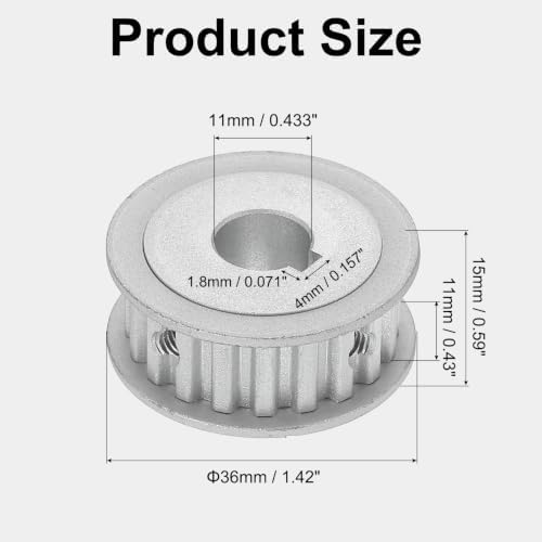 DTGN XL Timing Pulley, 20 Teeth 11mm/4x1.8mm Bore for 0.37" Width Belt - 1
