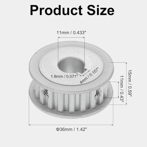 DTGN XL Timing Pulley, 20 Teeth 11mm/4x1.8mm Bore for 0.37" Width Belt