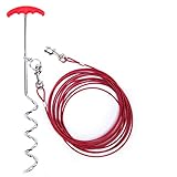 Dog Tie Out Cable and Stake 30 ft Outdoor, Yard and Camping, for Small to Medium Dogs Up to 60 lbs, 16