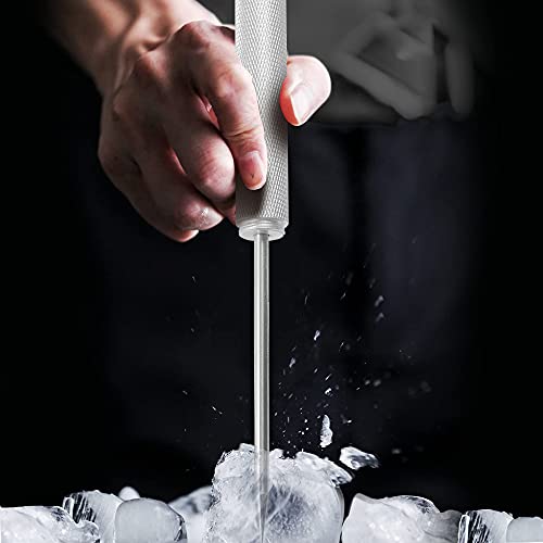 Rddconkit 9\" Ice Picks Aluminum Alloy Handle Ice Tool With Safety Cover for Kitchen, Bars, Bartender,Picnics, Camping, And Restaurant (Silver)