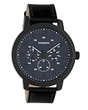 Oozoo Herrenuhr Chrono Look mit Lederband 45 MM Schwarz/Blau C10509