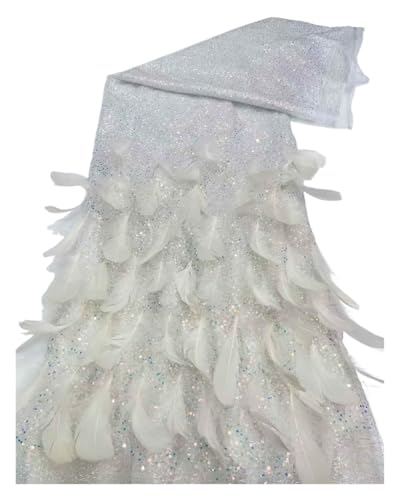 Tissu africain en dentelle plumes 3D pour célébrer l'amour et l'élégance pure