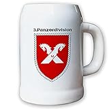 Handspülung empfohlen Krug/Bierkrug 0,5l -Bierkrug 3. Panzerdivision_Bundeswehr PzDiv Wappen #12940