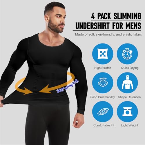 MEETWEE Compression Shirt Men, Long Short Sleeve Athletic Workout Shirt Base Layer Undershirt for Sport Running Fitness4