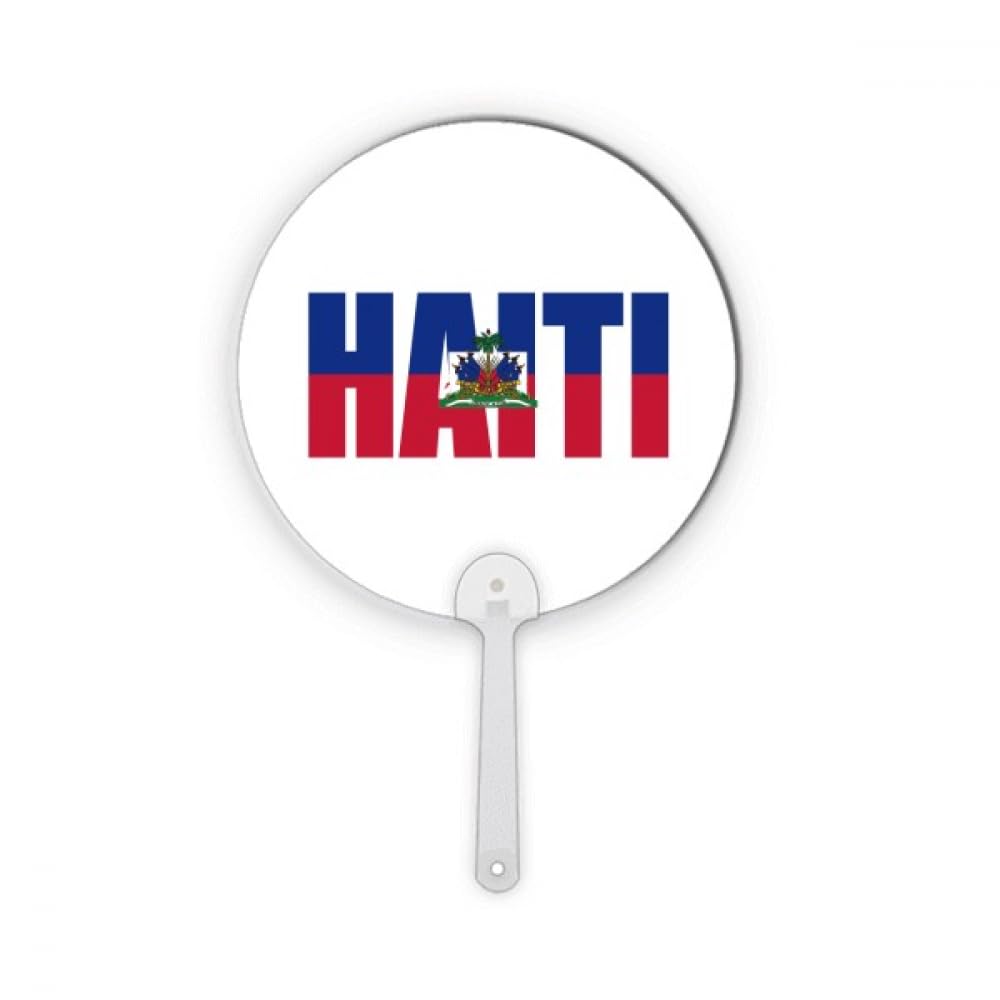 Plastique rond portable éventail Haïti motif art déco durable et léger
