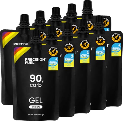 Precision Fuel PF90 Energy Gels - Mild Flavour Running Gels for Endurance Athletes 90g Carbohydrate Easy-to-Digest Perfect for Running & Long-Duration Sports 153g (Pack of 10)