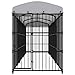 BARULUOAKLIFE Large Dog Kennel Outdoor with Steel Frame and Polyethylene Canopy, Black and White Durable Weatherproof Pet Enclosure for Extra Large Breeds
