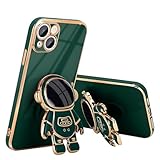 Pepmune Compatible with iPhone 13 Case Cute 3D Astronaut Stand Design Camera Protection Shockproof Soft Back Cover for Apple iPhone 13 Phone Case Dark Green