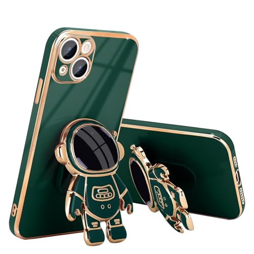 Pepmune Compatible with iPhone 13 Case Cute 3D Astronaut Stand Design Camera Protection Shockproof Soft Back Cover for Apple iPhone 13 Phone Case Dark Green