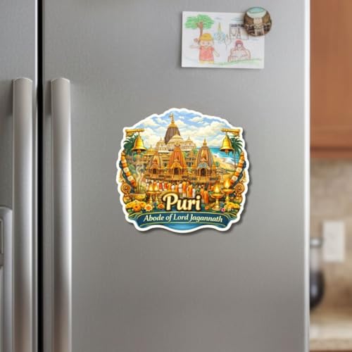 Image of Apna Gift Wooden Fridge Magnet Sticker for Refrigerator Door | Multipurpose Office Magnet for Home Kitchen Decor | Souvenir Gift Travel Memory Fridge Decoration | 4 x 3 Inch Wooden Magnet (Puri)