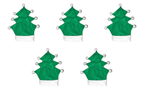 Preisvergleich Produktbild Ciffre 5 er Set Weihnachtsmütze Nikolausmütze Grün Tannenbaum Weihnachtsbaum Mütze Nikolausmptze X45
