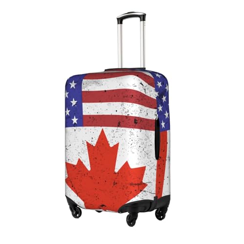 Travel Luggage Cover Half America And Half Canada Flag Fashion Washable Baggage Suitcase Protector Fit For Luggage Small2