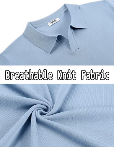 Image of COOFANDY Men's V Neck Short Sleeve Stretch Knit Polo Shirt