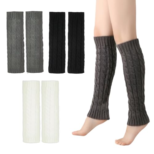 Calentadores piernas para mujer paquete de 3 blanco negro gris para otoño e invierno calentadores piernas mujer para mujeres y niñas