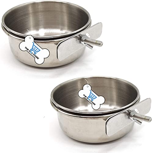 Image of Bird Feeding Dish Cups, Parrot Food Bowl Clamp & Hook Holder Stainless Steel Coop Cup Bird Cage Water Bowl Small Animals,Birds,Parrots, Pigeons, Hamsters,Guinea Pig (Pack of 2)