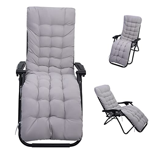 Image of wawofun Sun Lounger Cushions Replacement, 170 * 53cm Thick Bench Chair Cushion Sunbed Cushions for Sunloungers Garden Recliner Chair Pad Anti-Slip Cushion, Grey