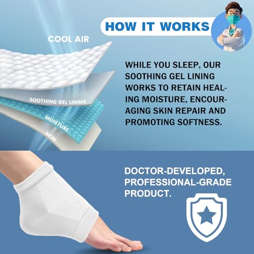 Image of TEAWOO 6 Pairs White Moisturizing Heel Socks for Cracked Heel Treatment