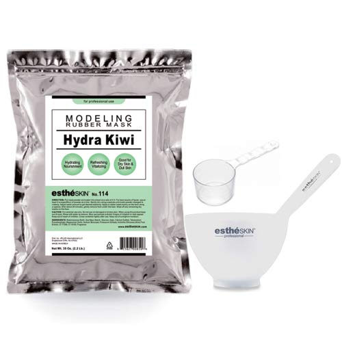 Estheskin Peel Off Type Modeling Mask Powder For Facial, Skin Care, Professional Size, 35Oz (2.2Pound) 1Kg, 1 Pack With 3Pcs Mixing Bowl Set (114.Hydra Kiwi) #TOP1