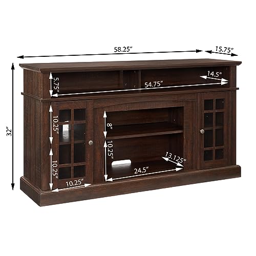 Sunlifer HK-YLTS-9204 58 Inch Farmhouse Entertainment Center: Espresso Wood Tv Stand thumb #6