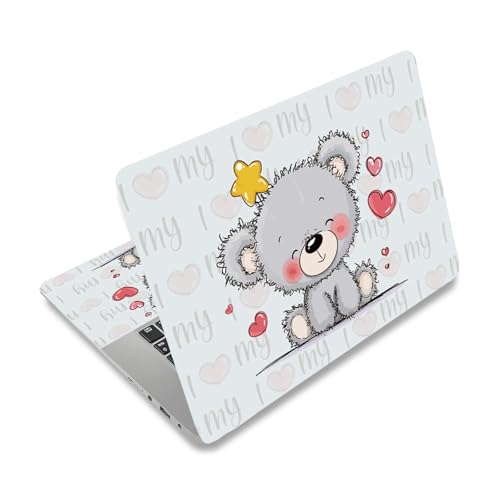 Calcomanías para portátil de oso impermeables y extraíbles, vinilo artístico de 14 pulgadas