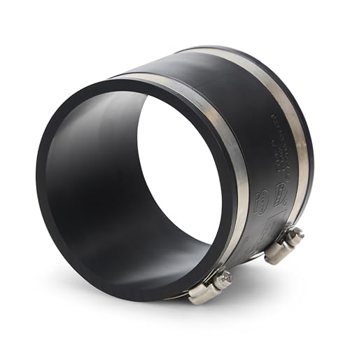 4" Flex Seal Rubber Coupler for 110mm Waste and Soil Pipe with Stainless Steel Jubilee Clip Clamps Flexible Repair Coupling Joiner Collar for Cast Iron, Plastic PVC or Steel Pipes 4" to 4"