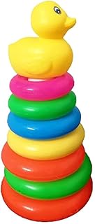 مجموعة لعب دائرية ملونة مع عمود متعدد الألوان – تعزيز المهارات الحركية والإبداعية