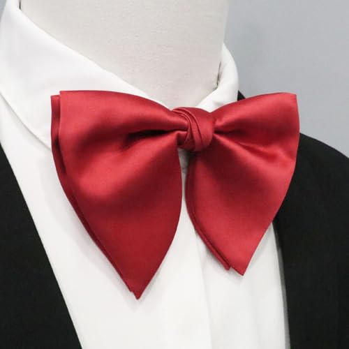 Image of Mens Bow Tie Pre Tied Oversized Bow Ties for Men Satin Bowties for Tuxedo Wedding Party Banquet