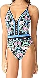 Nanette Lepore Women's Damask Floral Print Goddess One Piece Mio Swimsuit, Multi, XS