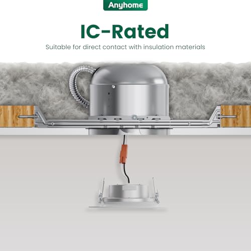 ANYHOME 6 Pack 6 Inch Recessed Lighting Housing,Can Light Housing,New Construction Recessed Lighting,IC Rated & Air Tight,TP24 Connector,ETL Listed by Anyhome - Image 3