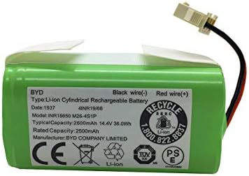 Replacement Battery Compatible with Coredy R500+, R300, R650, R3500, R3500S, R600, R580 and Amarey A800, A900, iMartine C800, Tesvor X500 Pro Robot Vacuum Cleaners, 2600mAh, 14.4v (3 Prongs Connector)