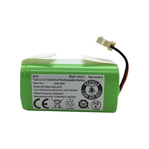 Replacement Battery Compatible with Coredy R500+, R300, R650, R3500, R3500S, R600, R580 and Amarey A800, A900, iMartine C800, Tesvor X500 Pro Robot Vacuum Cleaners, 2600mAh, 14.4v (3 Prongs Connector) Cover