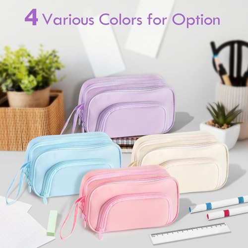 Image of Large Capacity Pencil Case with Pull-out Structure - Multifunctional Extra Big Pencil Pouch Pen bag, Portable Stationery Organizer with Zipper, Office School Supplies for Boys Girls, Purple